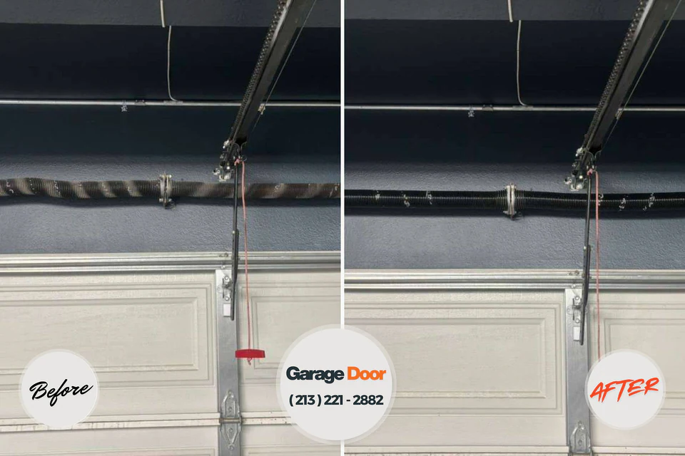 Before and after: garage door repair Swepsonville, NC
